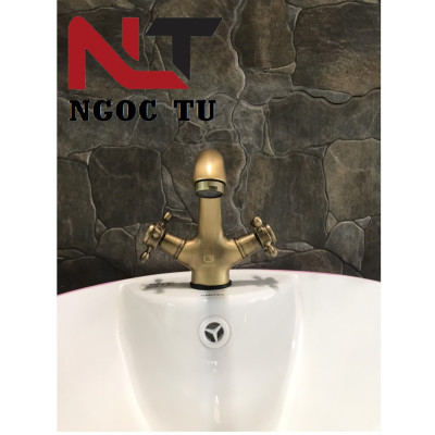 Vòi rửa mặt nóng lạnh đồng cổ hoa đồng tiền tân cổ điển GR 2201B (đẹp, sang trọng lịch sự)