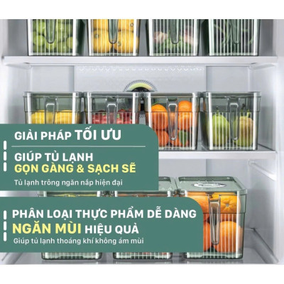 Hộp Đựng Thực Phẩm 3L Có Nắp Tách Nước Và Tay Cầm Tiện Lợi – Hộp Bảo Quản Đồ Ăn Tủ Lạnh - Hộp Lạnh - HÀNG CHÍNH HÃNG MINIIN