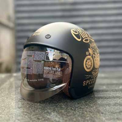 Mũ bảo hiểm xe máy 3/4 Royal M139 kính âm tem V5 đen nhám - Nón Trùm