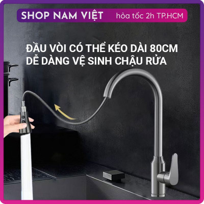 Vòi Rửa Chén Nóng Lạnh INOX 3 Chế Độ Nước Với Dây Rút