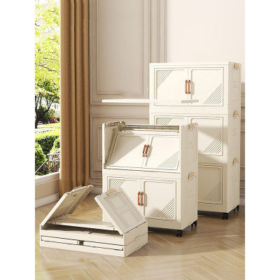 (Ngang 45-75cm) Tủ Nhựa Gấp Gọn Size Lớn, Tủ Đựng Quần Áo Đa Năng Lắp Ghép, Để Đồ Tiện Dụng, Nhựa PP, Có Bánh Xe