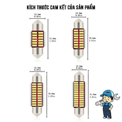 Đèn Trần Ô Tô, Đèn Led Trần Xe Hơi ánh sáng trắng chip 4014 loại mới mạch đỏ có canbus nhiều cỡ đèn