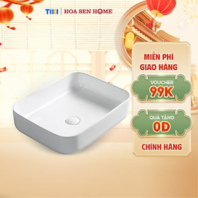 Lavabo đặt bàn TUSLO L005 chất liệu gốm sứ tráng men, lớp phủ Ceramic công nghệ men Nano kháng khuẩn - Hoa Sen Home - Hàng chính hãng