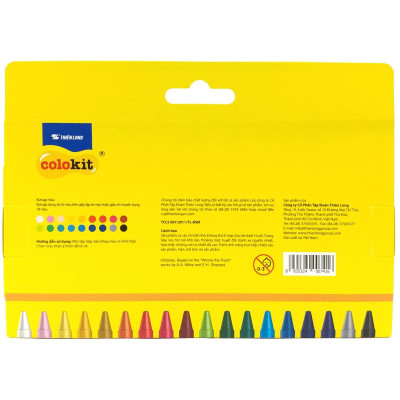 Hộp 18 Bút Sáp Màu Crayon - Colorkit CR-C013/PO - Hình Gấu Pooh