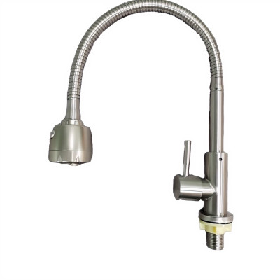 Vòi rửa chén KG15 dùng cho nước lạnh cần bẻ xoay 360độ cao cấp, phù hợp cho mọi chậu rửa, siêu tiết kiệm nước chất liệu inox304- Hàng chính hãng