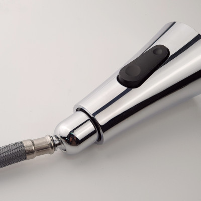 Vòi Rửa Chén Nóng Lạnh Dây Kéo Đồng Mạ Chrome Eurolife EL-KM05 (Trắng bạc)