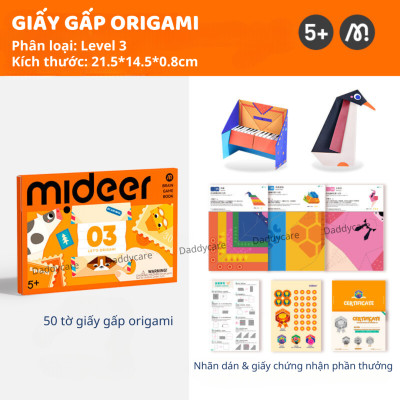 Giấy Màu Thủ Công Origami, Cắt dán 3 Cấp Độ, Đồ Chơi thủ công Cho Bé