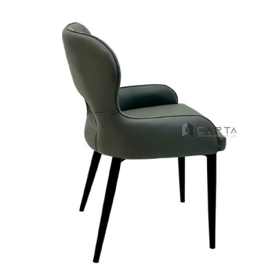 Ghế phòng ăn nhập khẩu nệm pvc màu xám đậm ECO 38A-P Nội thất Capta Ghế ăn hiện đại có nệm chân sắt sơn tĩnh điện tại tp hcm