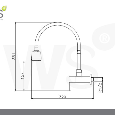 Vòi chậu lạnh gắn tường - WS-0234 - INOX SUS 304