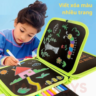 Vở Vẽ Cho Bé, Vở Vẽ Xoá Được Vẽ Đi Vẽ Lại Được Nhiều Lần, 10 Trang Tặng Kèm 6 Bút Vẽ