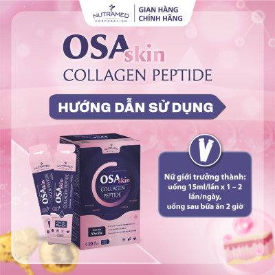 Gói uống Osaskin Collagen Peptide hỗ trợ tăng độ đàn hồi, làm đẹp da, chống lão hoá - Nutramed