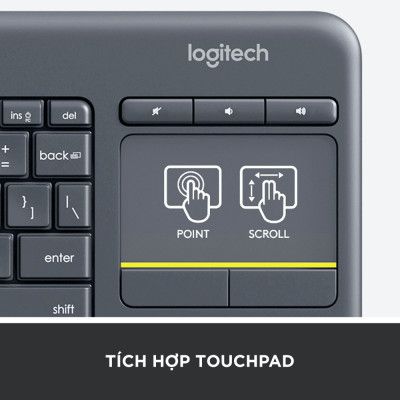 Bàn Phím Không Dây Logitech K400 PLUS - Hàng Chính Hãng