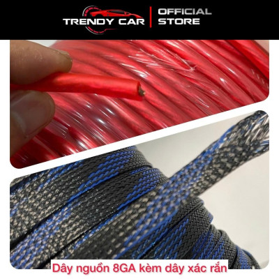 Dây Đồng 8GA 10GA bọc lưới da rắn màu đỏ và đen chuyên dụng nguồn âm thanh ô tô chống mòn đứt gãy độ sub gầm
