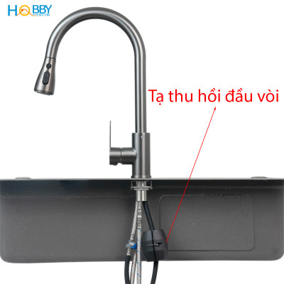 Vòi rửa chén nóng lạnh dây rút inox 304 sơn xám Hobby home decor VDR15