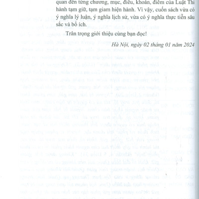 Chỉ Dẫn Tra Cứu, Áp Dụng Luật Thi Hành Tạm Giữ, Tạm Giam Hiện Hành Góp Phần Thực Hiện Nguyên Tắc Hiến Định "Công Nhận, Tôn Trọng, Bảo Vệ Và Bảo Đảm Quyền Con Người" (Sách tham khảo) - 