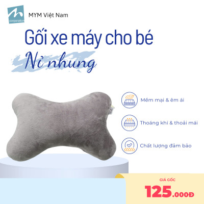 Gối Đi Xe Máy Cho Bé MYM Chất Vải Nhung Mềm Mại, Êm Ái