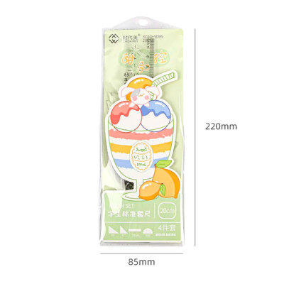 Bộ thước kẻ 4 món - túi đựng nhựa trong hoạt hình dễ thương - Giao mẫu ngẫu nhiên