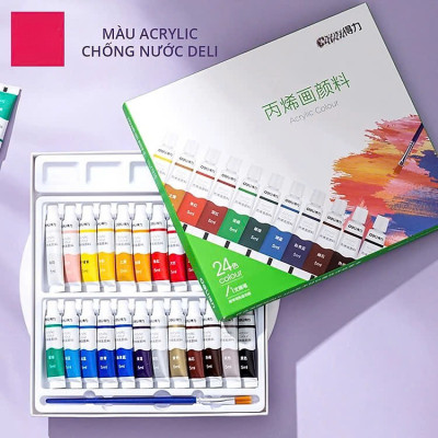Màu Acrylic tuýp mini chuyên nghiệp - 5ml/tuýp - Vẽ vải / Vẽ quần áo / Vẽ giày - 12 màu