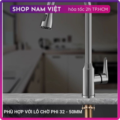 Vòi Rửa Chén Nóng Lạnh INOX 3 Chế Độ Nước Với Dây Rút