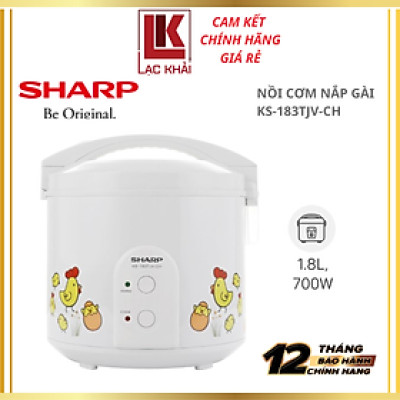 Nồi cơm nắp gài Sharp 1.8 lít KS-183TJV - Công nghệ nấu 3D, Công suất 700W - Hàng chính hãng - Bảo hành 12 tháng