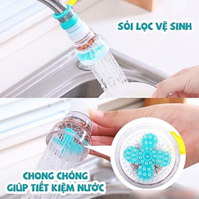 Vòi tăng áp suất , đầu vòi nối rửa bát tăng áp   xoay 360 độ cho bồn rửa chén có than hoạt tính 