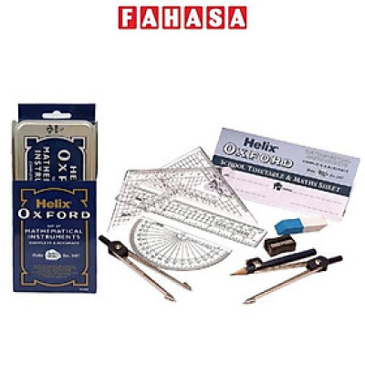 Bộ Thước Eke 9 Món Học Toán Hộp Thiếc - Helix