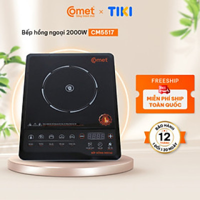 Bếp hồng ngoại Comet CM5517 – công suất 2000W, mặt kính chịu lực, đa chế độ nấu – Hàng chính hãng, bảo hành 12 tháng 