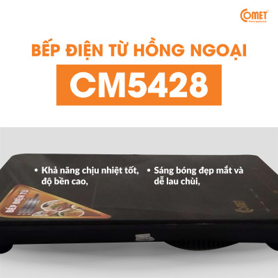 Bếp điện từ cảm ứng Comet CM5428 – Công suất 2000W, mặt kính chịu nhiệt, thiết kế siêu mỏng – Hàng Chính hãng bảo hành 12 tháng