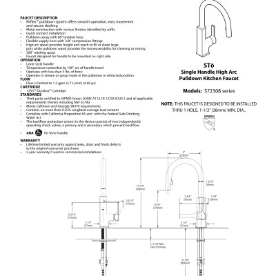 Vòi rửa chén dây rút MOEN S72308BL (HÀNG CHÍNH HÃNG)