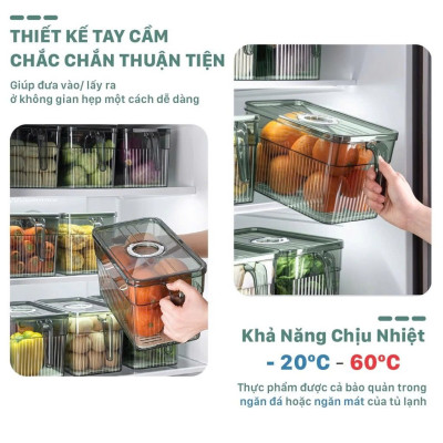 Hộp Đựng Thực Phẩm 3L Có Nắp Tách Nước Và Tay Cầm Tiện Lợi – Hộp Bảo Quản Đồ Ăn Tủ Lạnh - Hộp Lạnh - HÀNG CHÍNH HÃNG MINIIN