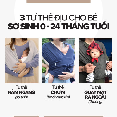 [Thiết Kế Mới - Màu Olive] Địu Vải Em Bé Sling Baby Sling Nova/Nova Plus Dễ Địu Êm Vai An Toàn Cho Bé 0–24 Tháng