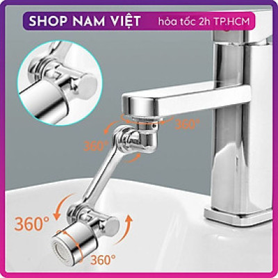 Đầu Nối Vòi Tăng Áp INOX Cánh Tay Robot Xoay 1440 Độ