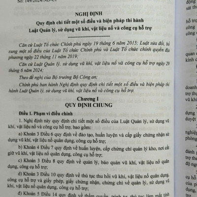 Luật Quản Lý, Sử Dụng Vũ Khíi, Vật Liệu Nổ Và Công Cụ Hỗ Trợ, Các Văn Bản Quy Định Chi Tiết, Hướng Dẫn Thi Hành - V2572T