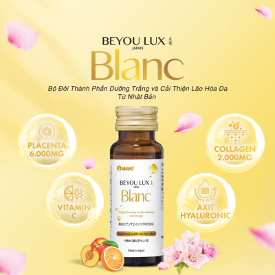 BEYOU LUX BLANC Nước Uống Collagen và Placenta 2in1 Trắng Sáng Da, Giảm Nám Tàn Nhang và Tăng Cường Độ Ẩm Cho Da