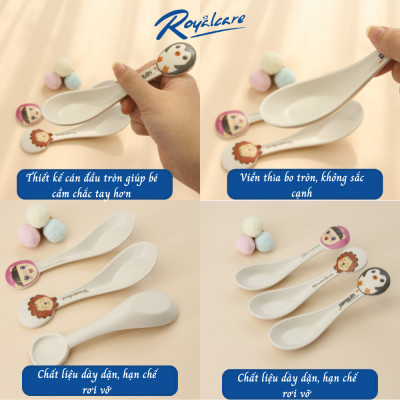 Thìa cán ngắn chất liệu bột tre Bamboo kháng khuẩn D7066 ROYALCARE - ăn dặm an toàn cho cho sức khỏe của bé