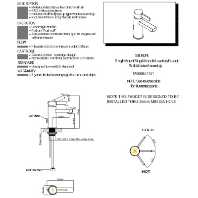 Bộ Vòi Lavabo Nóng Lạnh MOEN V57121 (HÀNG CHÍNH HÃNG)