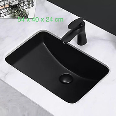 Chậu Lavabo, chậu rửa mặt âm bàn men đen tuyền GRL  groves 1803D, KT: 52x37 cm, đẹp sang trọng huyền bí