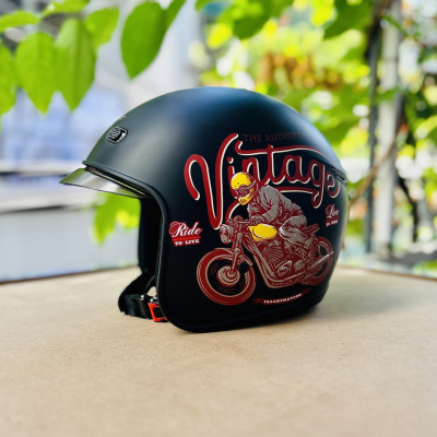 Mũ bảo hiểm 3/4 Royce Xh26 kính âm nhiều tem cá tính size M L XL cho nam và nữ đi xe máy