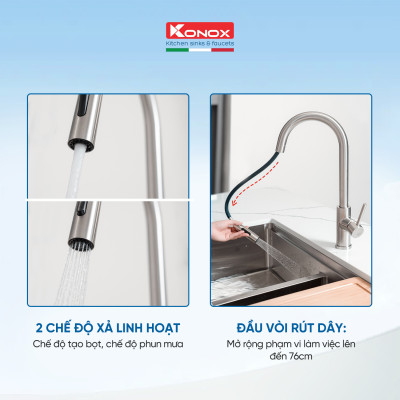 Vòi rửa bát dây rút KONOX RENO