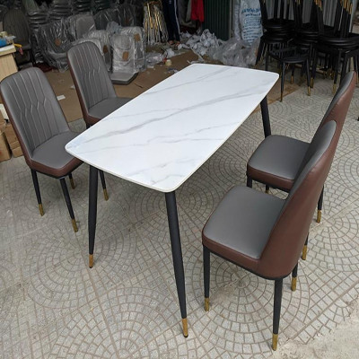 Bộ bàn ghế phòng ăn Tundo bàn mặt đá ceramic monet 1m2 kèm 4 ghế
