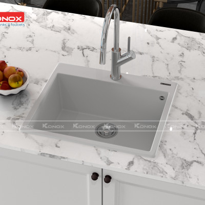 Vòi rửa bát kéo dây Konox, Model Ponte Grey, 4 phiên bản màu, Bề mặt mạ PVD 5 lớp cao cấp, Lõi đồng tiêu chuẩn CW617N, Linh kiện phụ trợ dòng chảy nhập khẩu châu Âu, Bảo hành chính hãng 5 năm, Hàng chính hãng