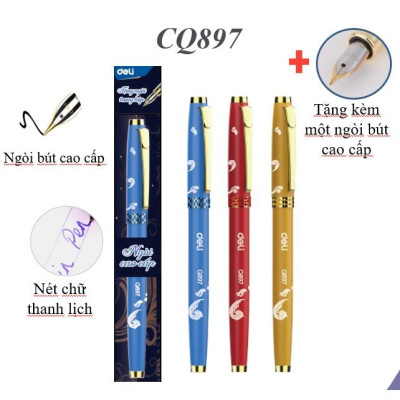 Bút máy học sinh luyện chữ đẹp Deli - Thiết kế mẫu mã đa dạng, ngòi bút chất lượng cao, màu sắc bắt mắt - CQ896 / CQ897 kèm ngòi