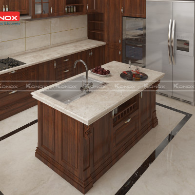 Vòi rửa bát 3 đường nước Konox, Model Trim-Water Grey, 3 phiên bản màu, Bề mặt mạ PVD mạ vân đá, Lõi đồng tiêu chuẩn CW617N, Linh kiện phụ trợ dòng chảy nhập khẩu châu Âu, Bảo hành chính hãng 5 năm, Hàng chính hãng