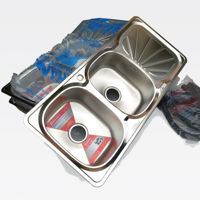 Bộ Chậu Rửa Bát Inox TÂN Á ĐẠI THÀNH 2 Hộc 1 Cánh Có Chân Kèm Vòi Nước Lạnh Luxta - Mua đủ bộ tặng dây cấp inox, rổ rút gác chậu, đầu nối ống xả, keo lụa