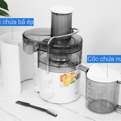 Máy ép trái cây Panasonic MJ-CB100WRA- Ép nhanh, nghiền kiệt với mâm xay 100% kim loại - Cs 1000W - Hàng chính hãng