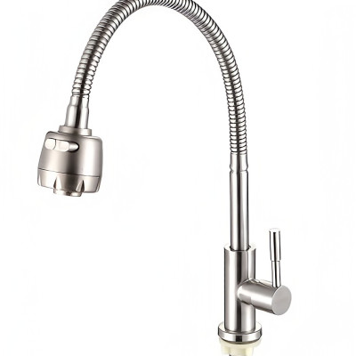 Vòi rửa chén KG15 dùng cho nước lạnh cần bẻ xoay 360độ cao cấp, phù hợp cho mọi chậu rửa, siêu tiết kiệm nước chất liệu inox304- Hàng chính hãng