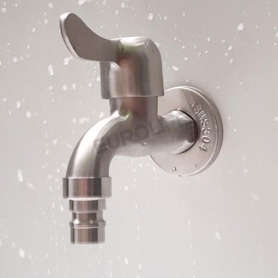 Vòi hồ - vòi máy giặt Inox SUS 304 Eurolife EL-121 (Trắng vàng)