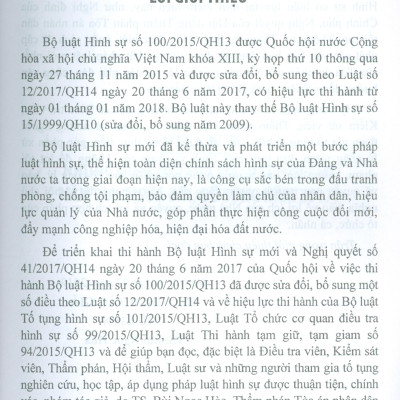 Những Điểm Mới Của Bộ Luật Hình Sự Năm 2015 (Sửa Đổi, Bổ Sung Năm 2017) Và Các Văn Bản Hướng Dẫn Thi Hành