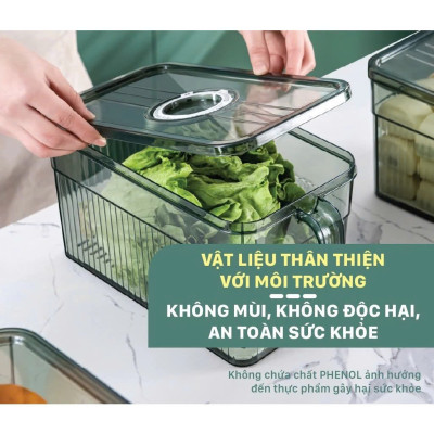 Hộp Đựng Thực Phẩm 3L Có Nắp Tách Nước Và Tay Cầm Tiện Lợi – Hộp Bảo Quản Đồ Ăn Tủ Lạnh - Hộp Lạnh - HÀNG CHÍNH HÃNG MINIIN