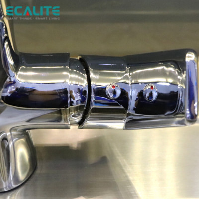 Vòi Rửa Chén Nóng Lạnh S-curve Ecalite EF-K547C - Đồng Mạ Chrome Cực Đẹp - Cổ Xoay 360 Độ - Hàng Chính Hãng